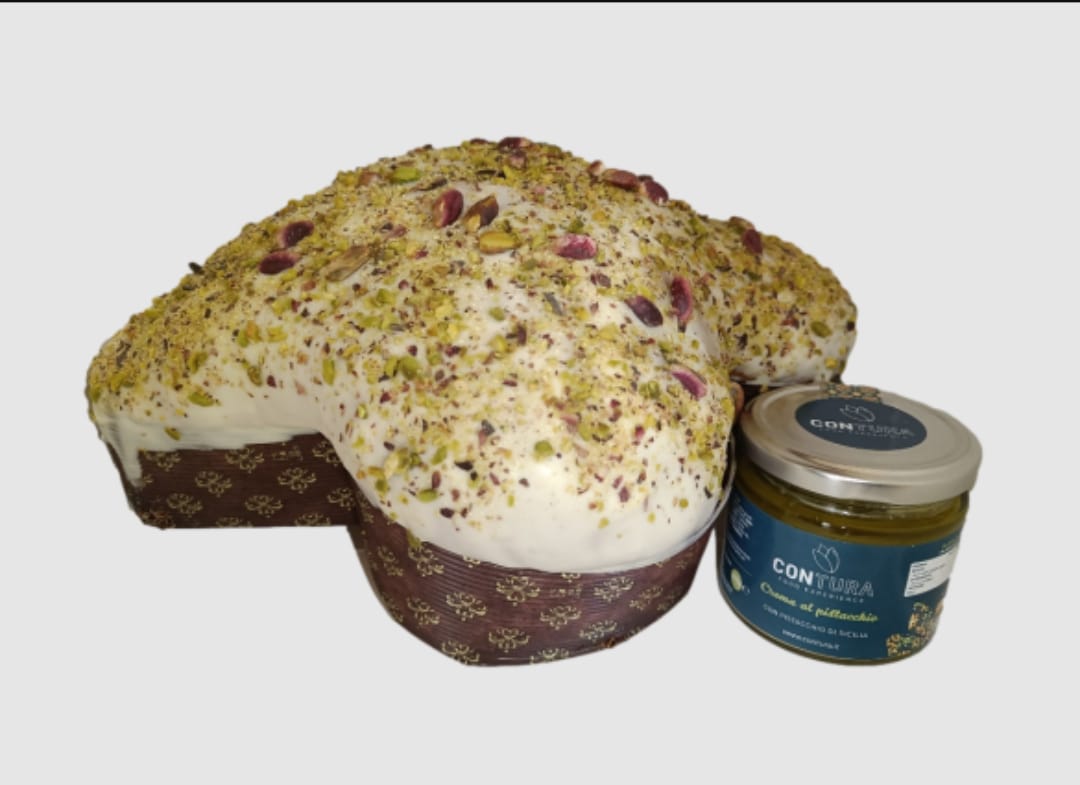 Colomba artigianale al pistacchio 800 gr +vasetto 190 gr di crema al pistacchio