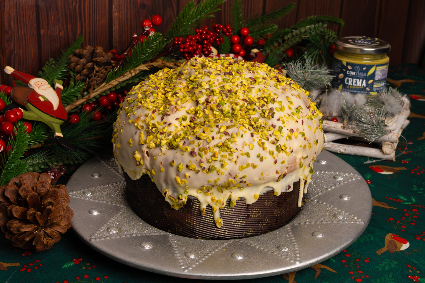 Panettone artigianale al pistacchio 800 gr +vasetto 190 gr di crema al pistacchio